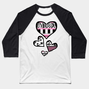 Baby Pink Y2K Busy Stripes Baseball T-Shirt